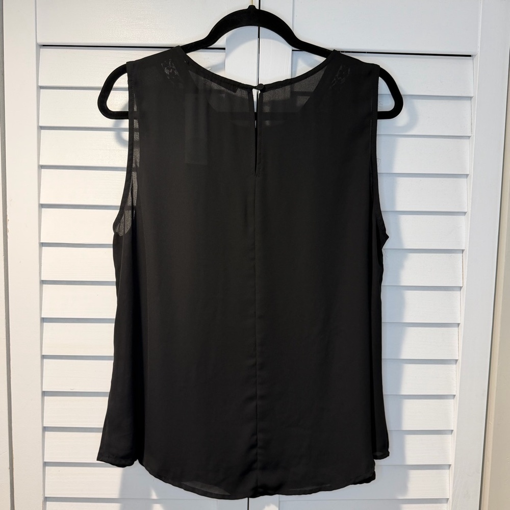 Fun2Fun Women’s Black Lace Panel Sleeveless Blouse XL‎ Elegant Crewneck Work - Picture 6 of 12